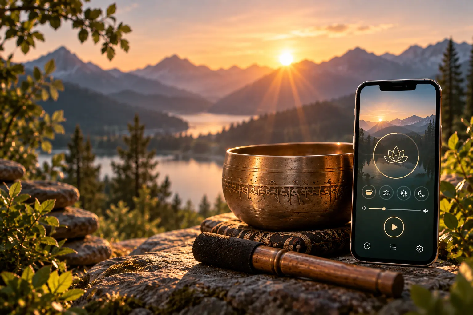 Meditation, Solfeggio frequency and sound bath wellness apps